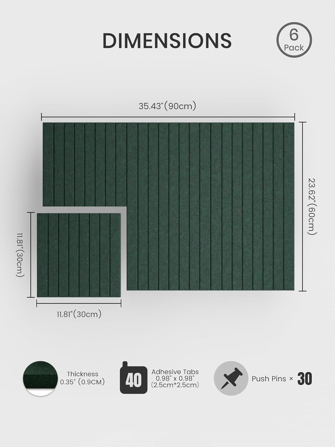 Bumusty Large Cork Board Alternative-48 x 36" Felt Bulletin Board Tiles, with 30 Pushpins, 70 Adhesive Tabs, Fine-Stripe 12-Pack, Cork Boards for Office Push Pin Board Felt Board-Oatmeal
