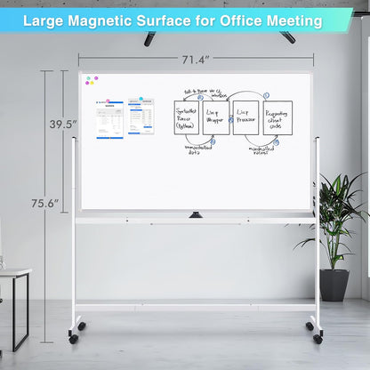 maxtek Magnetic Mobile White Board, 40 x 24 Double Sided Dry Erase Board Rolling Whiteboard, Aluminum Frame Standing Whiteboard on Wheels for Home Office Classroom (40 x 24 Black)