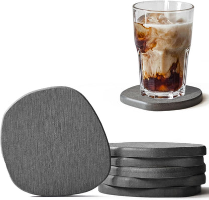 Diatomaceous Earth Coasters Set of 2 for Drinks, Moisture Water Absorbent Stone Coasters for Table Desk at Work, Water Absorbing Instant Drying Diatomite, Modern White