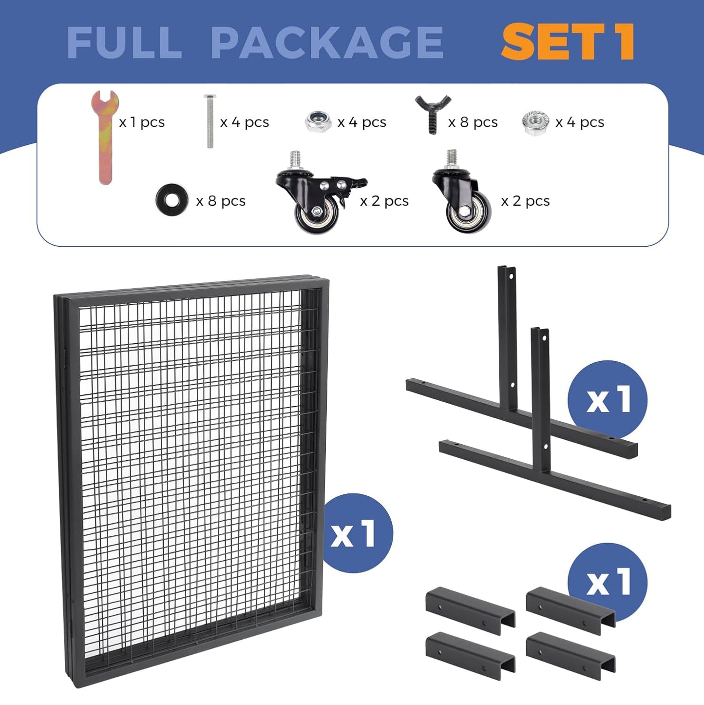 1 Pack Heavy Duty 3' x 6' Gridwall Panels Standing Wire Grid, Study Display Rack with T-Base Wheels, Suitable for Craft Merchandise Display Item Storage (Black)