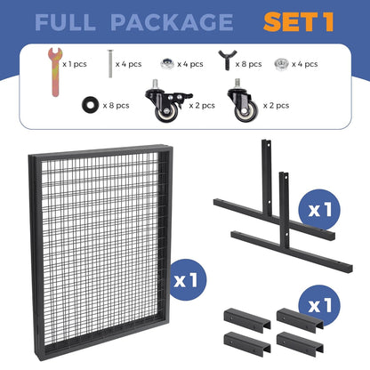 1 Pack Heavy Duty 3' x 6' Gridwall Panels Standing Wire Grid, Study Display Rack with T-Base Wheels, Suitable for Craft Merchandise Display Item Storage (Black)