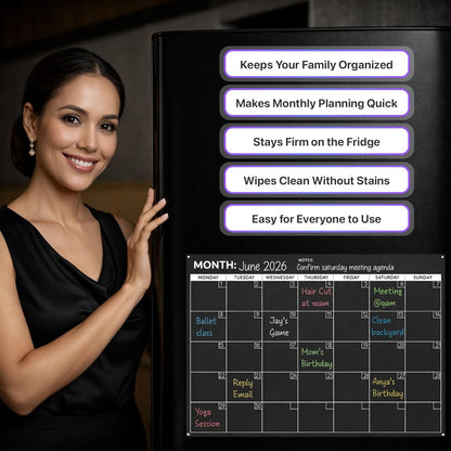 Magnetic Whiteboard for Fridge - Large Dry Erase Calendar for Wall | 2 Magnetic Dry Erase Board 10.5" x 16.5" & 7" x 16.5", Monthly Goal Setting & Habit Tracker, 5 Markers and 6 Adhesive Hooks