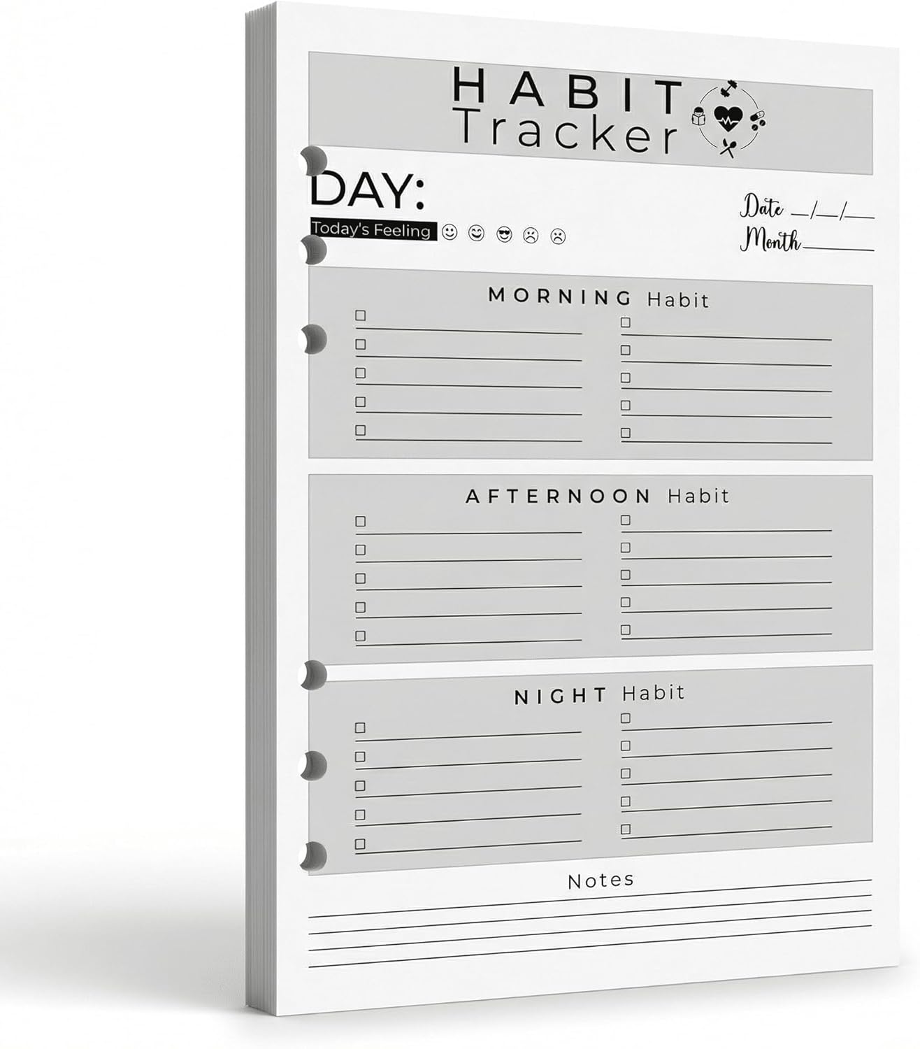 A5 Weekly Habit Tracker Inserts - Motivation & Rewards Pages for Weekly Goals and Consistency, Double-Sided 6-Hole Refill for A5 Binders, 50 Sheets, 100 Pages