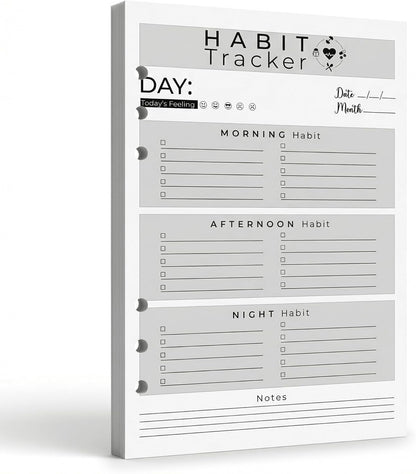 A5 Weekly Habit Tracker Inserts - Motivation & Rewards Pages for Weekly Goals and Consistency, Double-Sided 6-Hole Refill for A5 Binders, 50 Sheets, 100 Pages