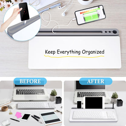 DOLLAR BOSS Glass Desk Whiteboard Calendar Small Dry Erase Board Desktop White Board with Storage Drawer Computer Keyboard Stand Desk Organizer, Colorful Weekly Calendar, Black