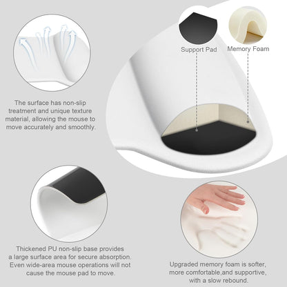 MOSISO Wrist Rest Support for Mouse Pad & Keyboard Set, Ergonomic Mousepad Non-Slip Base Home/Office Pain Relief & Easy Typing Cushion with Neoprene Cloth & Raised Memory Foam, Black