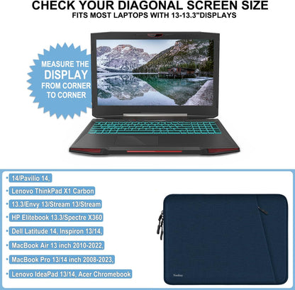 Laptop Sleeve Case 13.3 inch, Shockproof Protective Computer Cover with Accessories Pocket, Portable Laptop Bag Compatible with MacBook Air/Pro 13-13.3 inch, Compatible for MacBook Pro 14 inch, Black | Shockproof