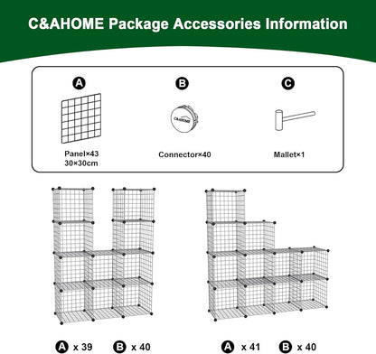 C&AHOME Wire Cube Storage, 12-Cube Storage Organizer Metal, C Grids Storage Bins Shelving, Modular Bookshelf Shelf, Closet Cabinet Ideal for Bedroom, Office 36.6”L x 12.4”W 48.4”H Black