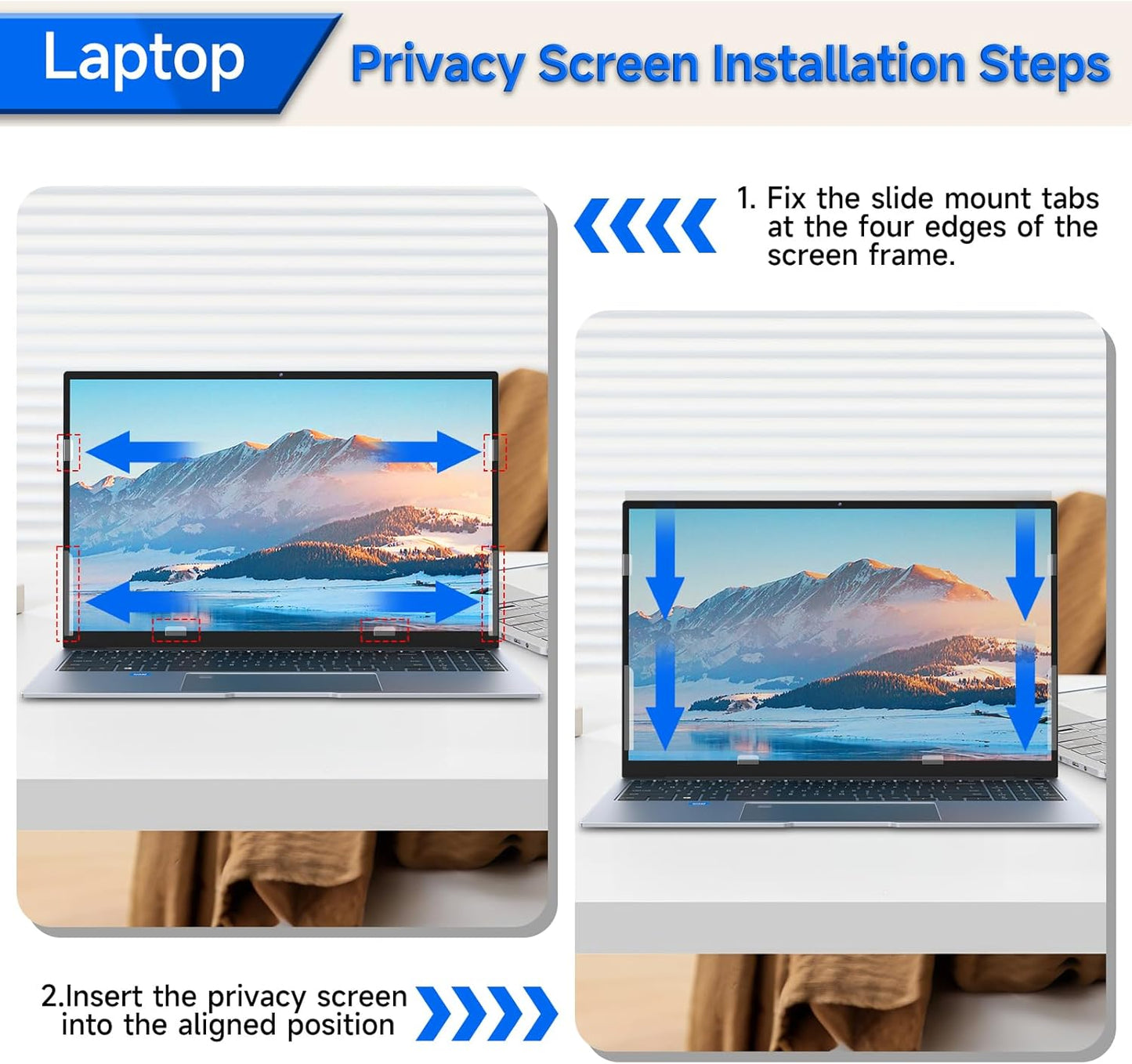 [2-Pack] Privacy Screen For Computer Monitor, 27-Inch 16:9 Aspect Ratio; Anti Spy/Bule Light/Glare And Eye Protection, 2 Install Ways Removable For Office, Airport, Cafe And Other Public Area; Diagonal 27 Inches, Width 23.53 Inches, Height 13.24 Inches
