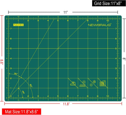 NEWBRAUG 18'' × 24'' Perfect Self Healing Cutting Mat, Non-Slip Gridded Rotary Cutting Board, Necessary for Quilting, Sewing, Craft, Fabric & Scrapbooking(Green/Black)…