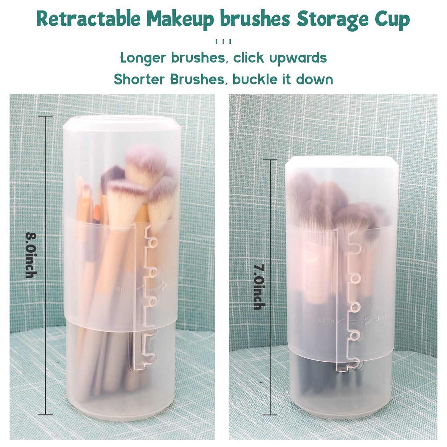 OCHEAL Makeup Brush Holders, 3 Pack of Makeup Brush Organizer Travel Case Retractable Plastic Travel Makeup Brushes Holder for Vanity Makeup Artist Brushes Storage Cup