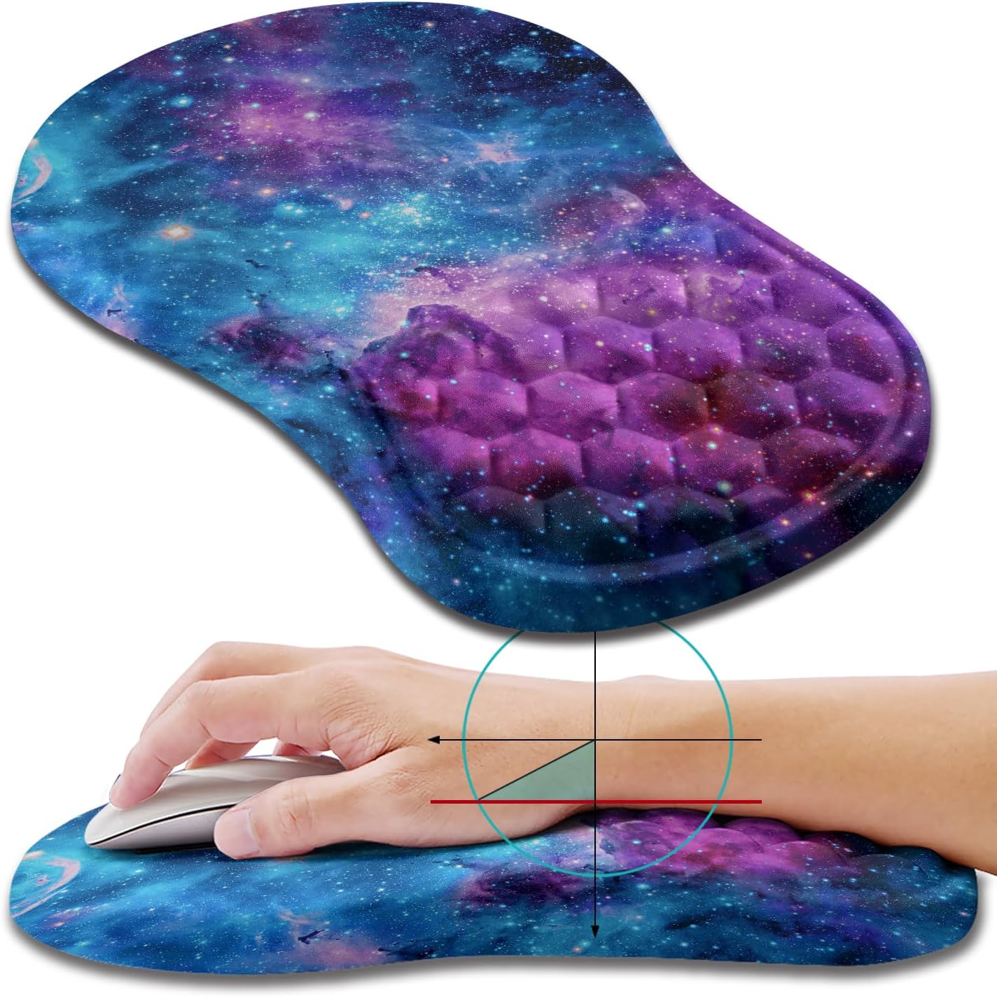 Hokafenle Ergonomic Mouse Pad Wrist Support, Wrist Rest Mousepad for Carpal Tunnel Pain Relief with Integrated Memory Foam Slope Massage Bulge (11.8x7.9 inch,Topographic Contour)