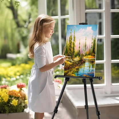 Art Easel for Painting and Display – Adjustable Floor 66 Inch Folding Metal Easel Stand for Sign - Table Top Canvas Stand - Portable Drawing Paint Heavy Duty for Artists Adults Holder or Teen