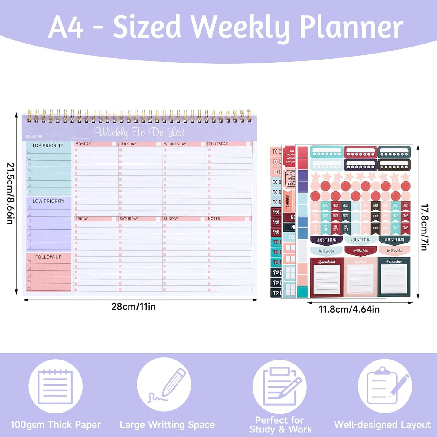 Weekly To Do List Notepad, 8.5''x11'' Weekly Desk Planner with 52 Tear Off Sheets Undated Weekly Planner Habit Tracker & Productivity Organizer for Home School and Work, Light Green