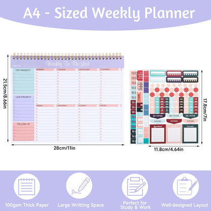 Weekly To Do List Notepad, 8.5''x11'' Weekly Desk Planner with 52 Tear Off Sheets Undated Weekly Planner Habit Tracker & Productivity Organizer for Home School and Work, Light Green