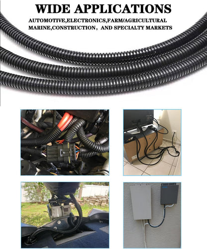 1/4 Inch Wire Loom Split Tubing - 16.5ft Cord Protector Electric Wires Covers, Automotive Wire Flexible Conduit, Plastic Wire Cover