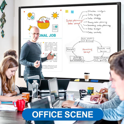 H-Qprobd 6'x4' Large Magnetic White Board Dry Erase Whiteboard with Black Aluminum Frame, 72"X48" Magnet Presentation Wall Boards for Office, Classroom, School, Home