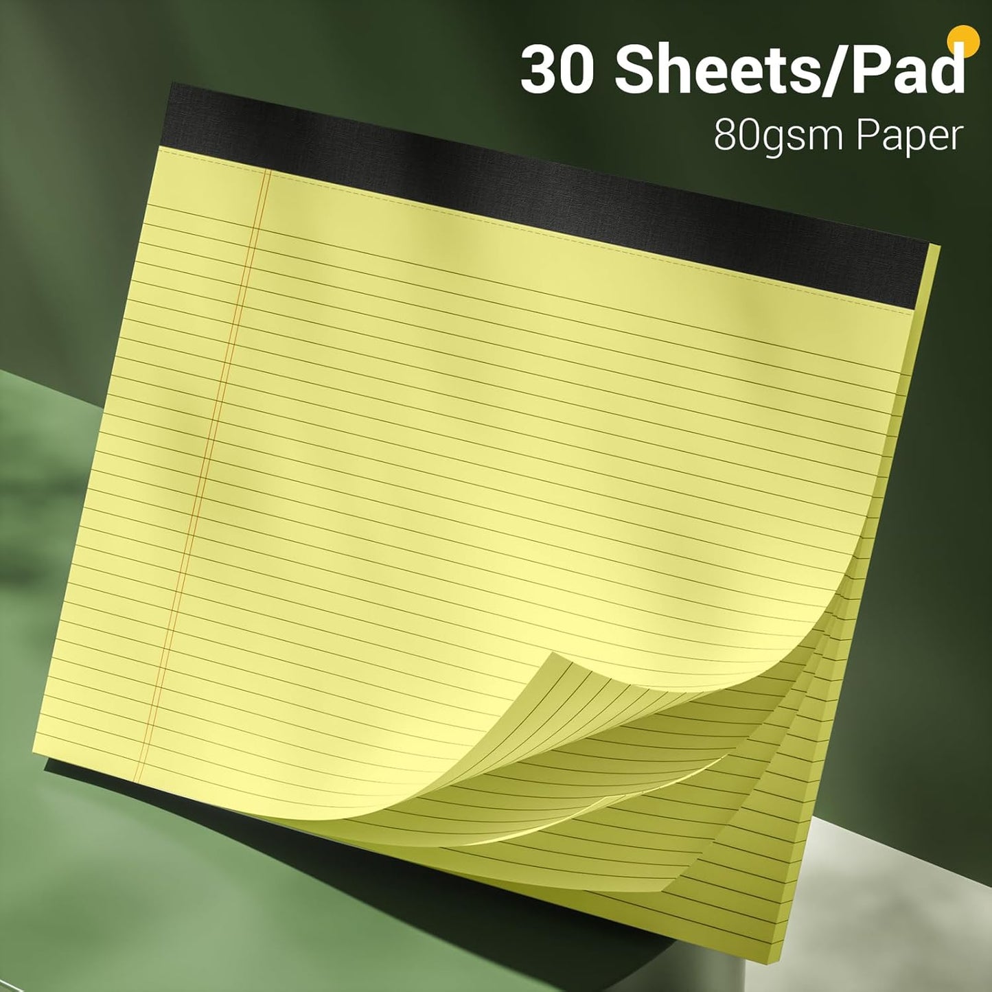 5 Pack Wide Legal Pads 11" x 9.5" Landscape Pink Purple Blue Green Yellow College Ruled Note Pad Narrow Ruled 30 Sheets per Notepad Perforated Writing Paper Thick Backboard Horizontal Pads of Paper