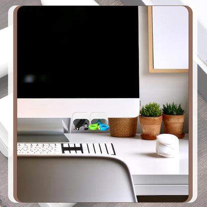 Resurhang 6 Pcs Monitor Pen Pencil Holders Screen Pen Holder Computer Monitor Pencil Holder Desktop Accessories Self Adhesive Table Side Desk Organizer for Office Classroom Gadget Storage(Gray, White)