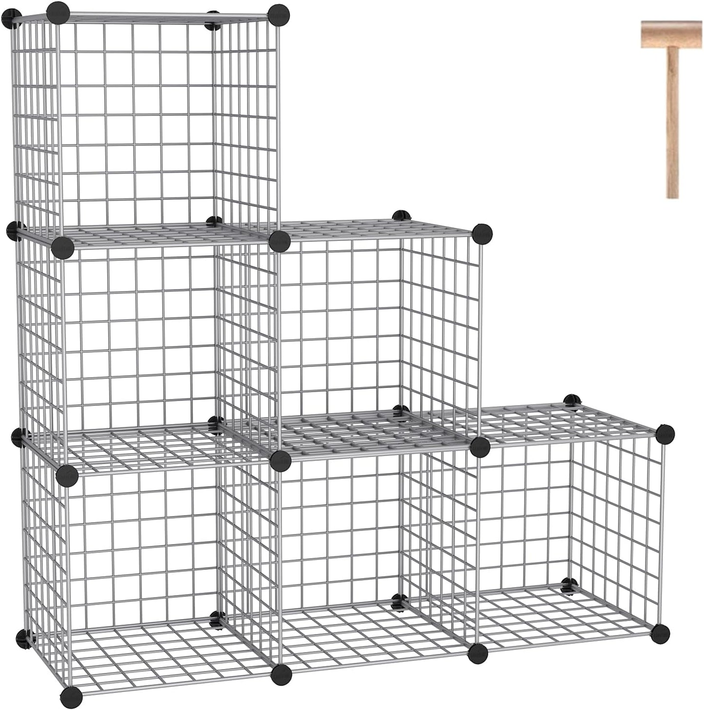 C&AHOME Wire Cube Storage, 6 - Cube Organizer Metal C Grids, Modular Shelves Units, Storage Bins Shelving, Closet Organizer, Ideal for Home, Office, Living Room, 36.6”L x 12.4”W x 36.6”H Black
