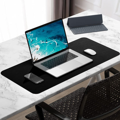 Hsurbtra Desk Pad, 23.6" x 13.8" PU Leather Desk Mat, M Extended Mouse Pad, Waterproof Desktop Blotter Protector, Non-Slip Ultra Thin Small Laptop Keyboard Writing Mat for Office Home, Pink