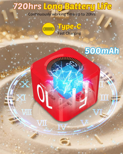 Digital Pomodoro Timer Cube 5/10/25/50min, Visual Productivity Flip Timer for Kids Classroom Desk, Custom Countdown, Silent and Sound Mode for ADHD Study Work Game Kitchen (Pink)
