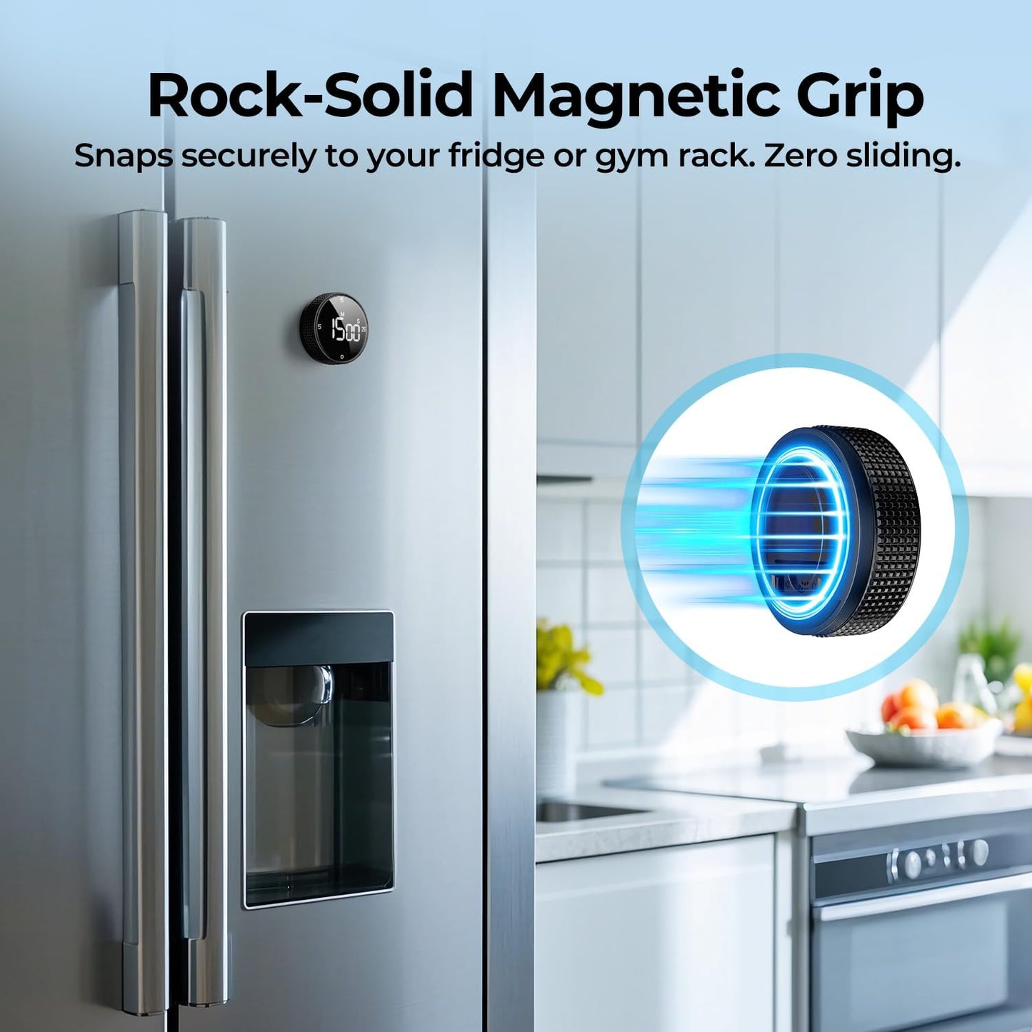 Digital Kitchen Timer with Magnetic, Large LED Display Countdown/Countup Timer, Pomodoro Preset 5/15/25 Mins, Volume & Brightness Adjustable for Cooking Baking Working Studying Silver