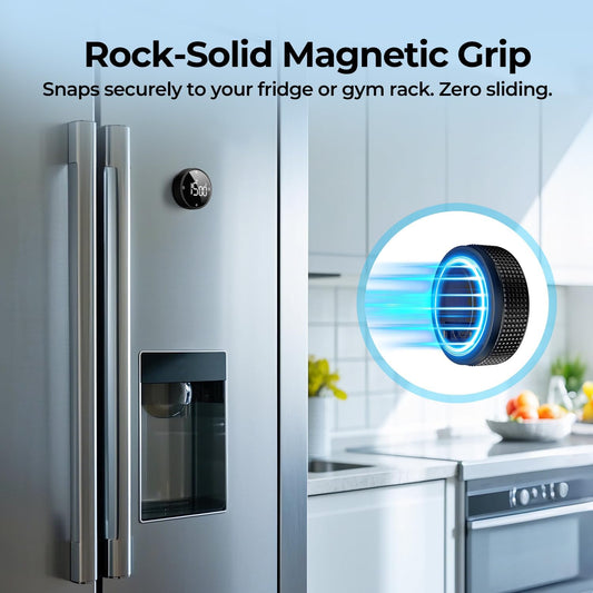 Digital Kitchen Timer with Magnetic, Large LED Display Countdown/Countup Timer, Pomodoro Preset 5/15/25 Mins, Volume & Brightness Adjustable for Cooking Baking Working Studying Silver