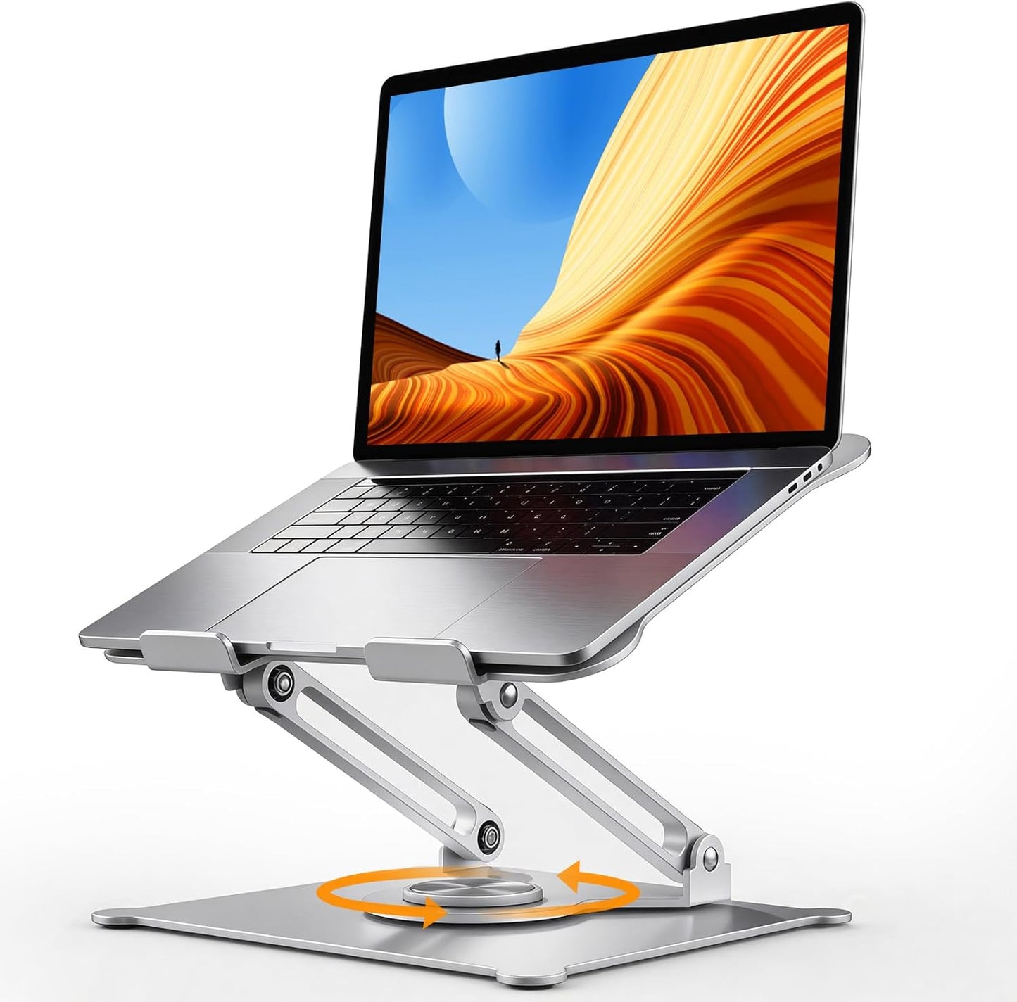 Urmust Aluminum Laptop Stand, Portable Laptop Riser, Adjustable Laptop Stand for Desk Foldable, Ergonomic Computer Notebook Holder for MacBook Air Pro HP, Office Desk Accessories (10-15.6'')- Black
