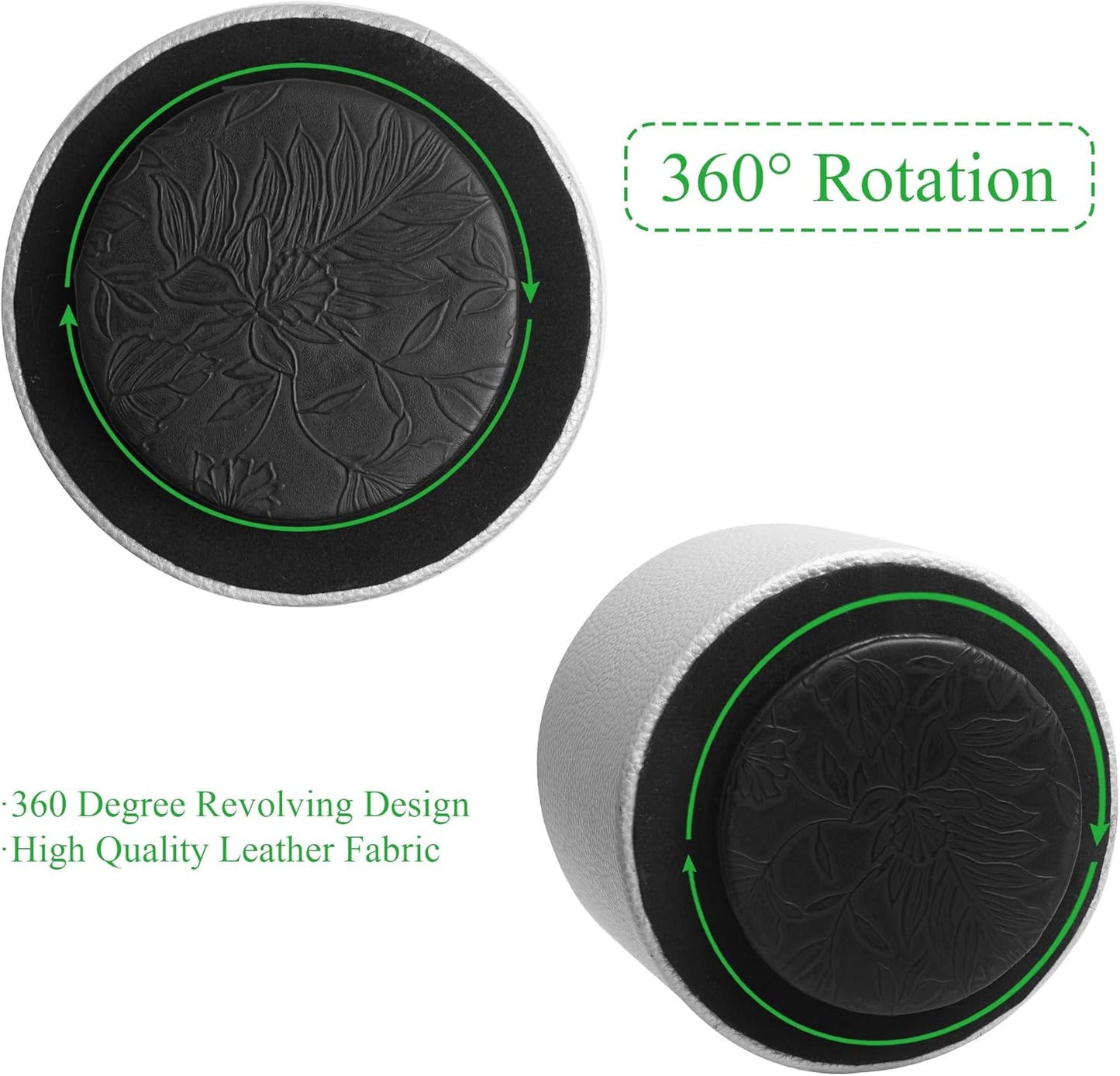 Round Leather Art Supply Organizer,Remote Control Holder,360 Degree Rotating,Multi-Functional Pencil Holder,4 Compartments Desktop Stationary Organizer(1-Fractal Flower) | Round - Colors A