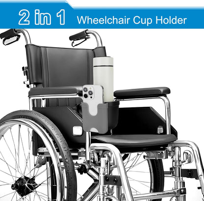 Accmor 2-in-1 Walker Cup Holder with Phone Holder, Wheelchair Cup Holder, Rollator Cup Holder, Cup Phone Holder for Walker, Wheelchair, Rollator, Mobility Scooter