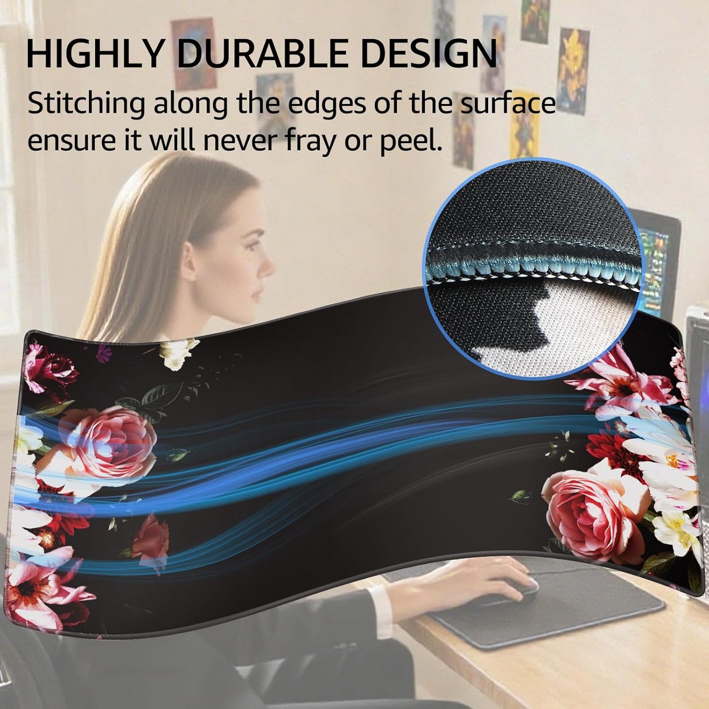 KTRIO Large Gaming Mouse Pad Desk Mat, Superior Micro-Weave Cloth for Precise Mouse Control, Non-Slip Rubber Base, Stitched Edges, Water-Resistant, for Gamer, Office & Home, 31.5" x 11.8" inches