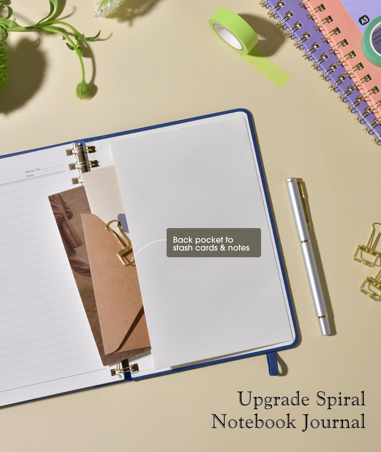 Graph Spiral Journal Notebook, A5 Hardcover Spiral Journals for Women Men, 100 GSM Graph Paper Notebooks, 150 Pages Spiral Bound Grid Notebook for Writing Note Taking Work 5.75" x 8.38" Olive Green