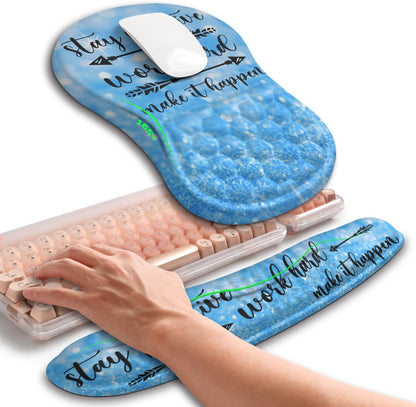 Hokafenle 2in1 Combination, Wave Keyboard Wrist Rest and Ergonomic Curvature Mouse Pad Wrist Support for Relieve Wrist Pain, Filled with Soft Cushion Memory Foam, Black
