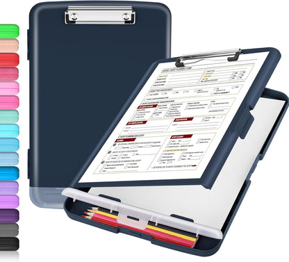 Sooez Clipboard with Storage, Clip Board 8.5 x 11 with Pen Holder, Plastic Organization Case Box for Letter Legal A4 Size Paper, Low Profile Clip, Nurses Teachers Must Haves, School & Office Supplies