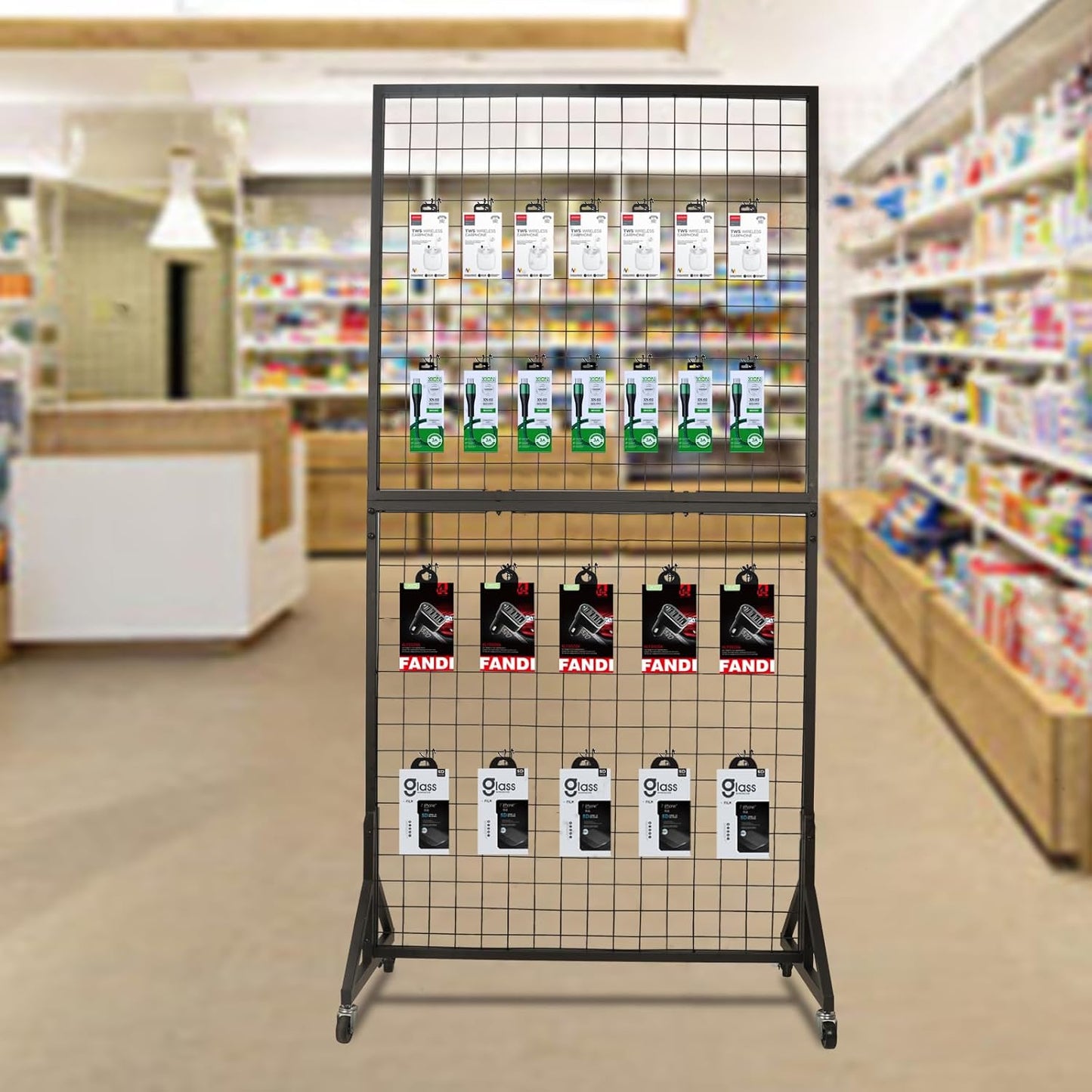 Eastern Tree 2 Packs 3'X 6' Two Gridwall Panels Display Stand with Sturdy T-Base, Black Wire Grid Wall Panels for Craft Show Display Rack, Art Display Stand, Extra more 20 Hooks
