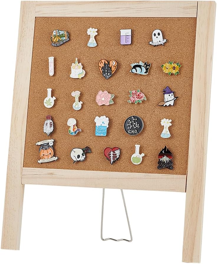 BENECREAT Small Cork Board for Desk, Cork Board with Stand Desk Decorative Pin Bulletin Board for Home, Desk Message, School Office Decor, 14.96x11.85 Inch