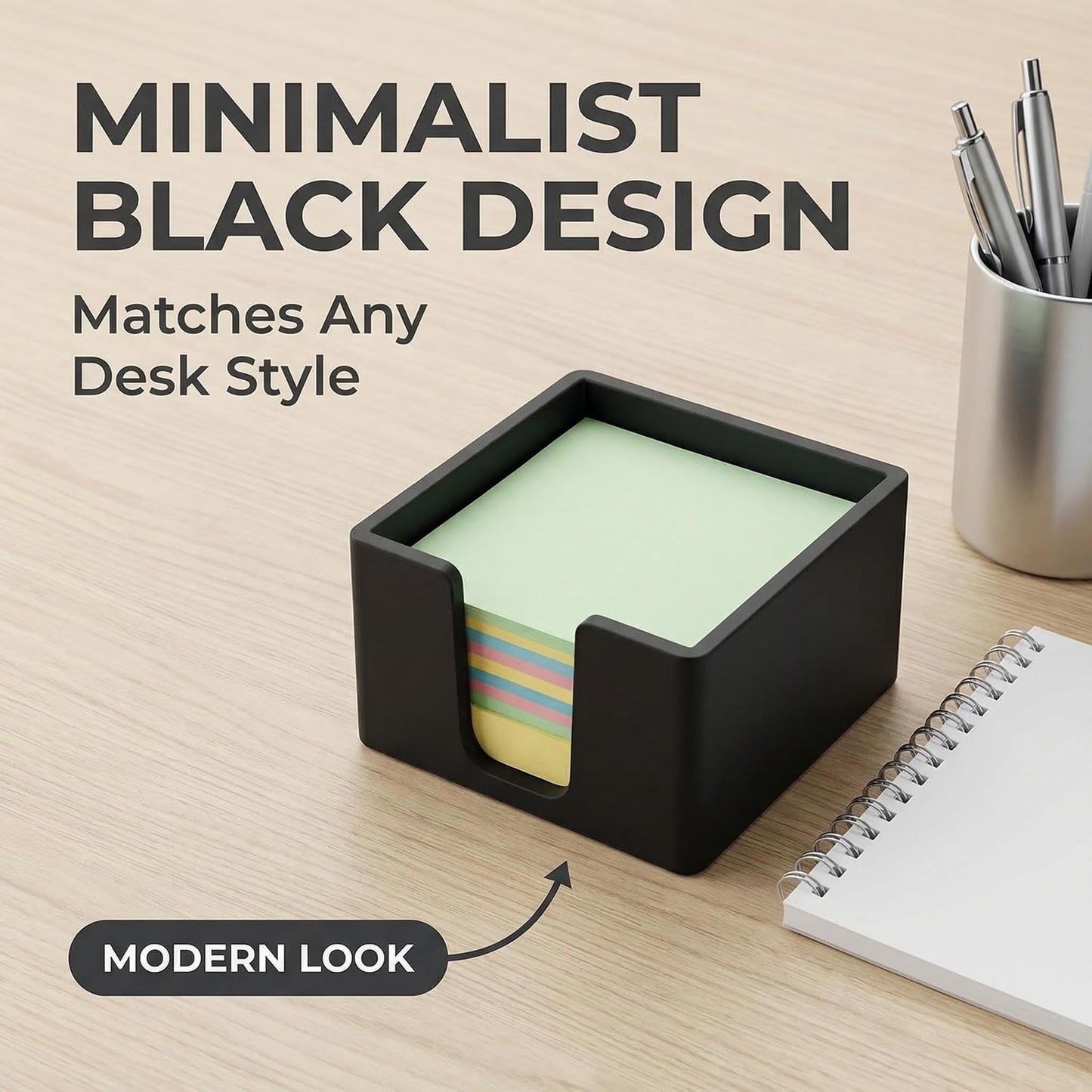 Silicone Sticky Note Holder for Desk - Modern 3x3 Inch Memo Pad Dispenser Post Note Holder, Minimalist Desk Storage Organizer for Office, Home, and School, White