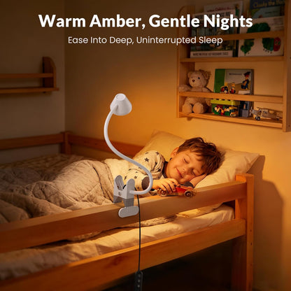 LEPOWER Clip on Light, 7W Reading Lights for Books in Bed with 5 Colors & Stepless Dimming, RG0 Eye-Care, Amber Glow Light & Auto Timer, Strong Clamp with Adapter for Headboard, Bedside, Desk, Black