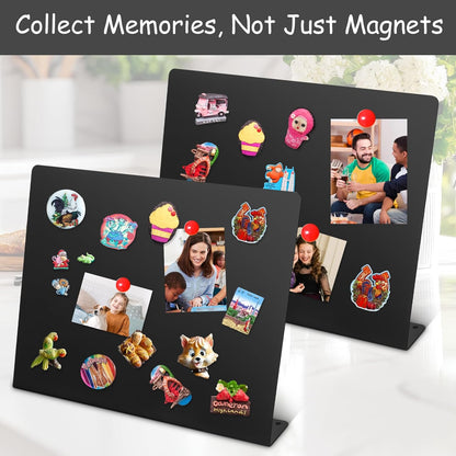 Geyoga 2 Pack Magnetic Bulletin Board with Stand, 16 x 12 Inch Black Magnet Display Board for Memo, Menu, Notes, Photos, for Kitchen Countertop, Office Desk, School