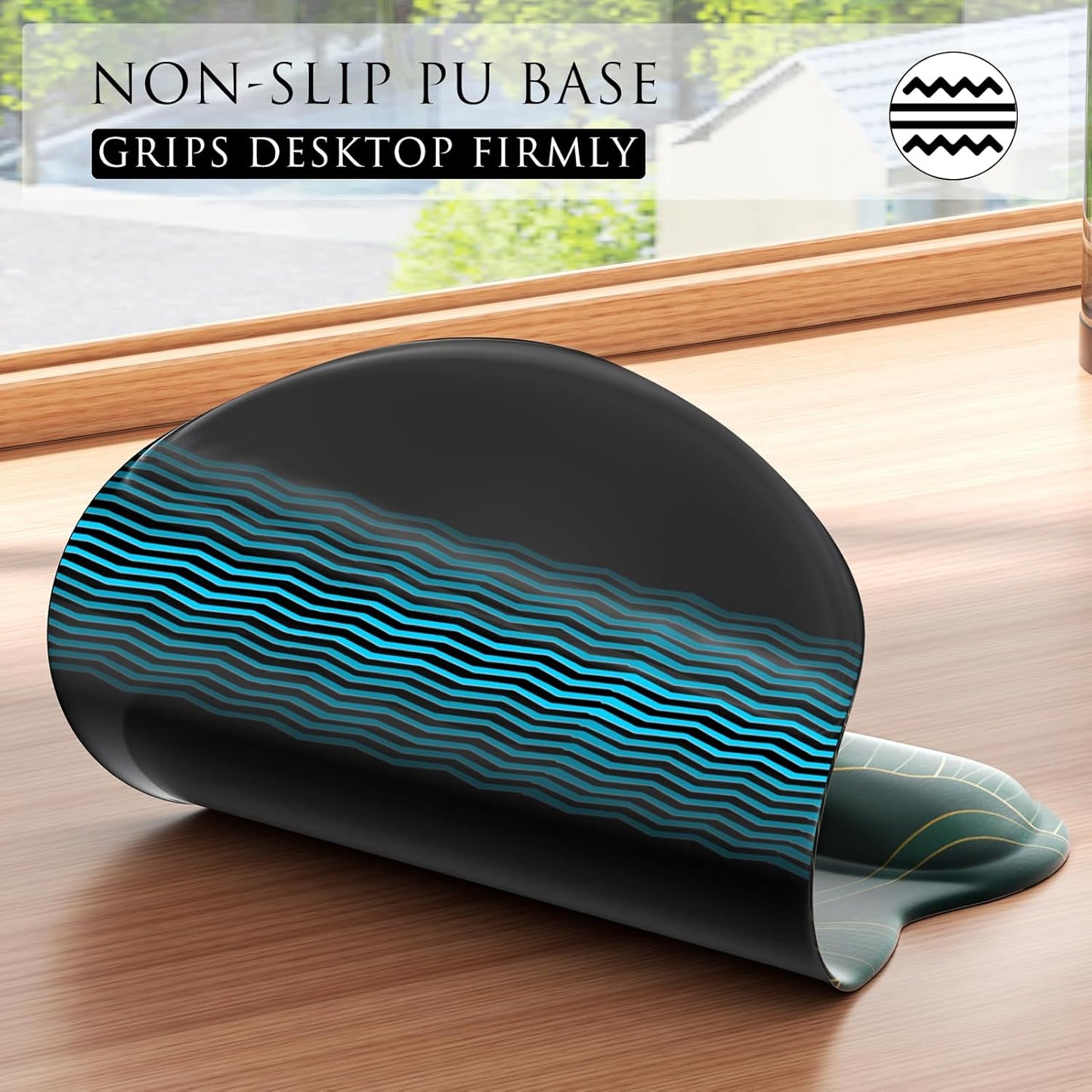 MROCO Ergonomic Mouse Pad with Gel Wrist Rest, Smooth Wrist Support Surface, Non-Slip PU Base for Pain Relief, Comfortable Mousepad for Computer, Laptop, Office & Home, 9.4 x 8.1 in, Black