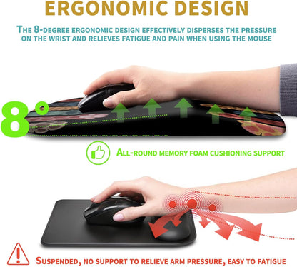 Hokafenle Ergonomic Mouse Pad Wrist Support with Massage Design, Wrist Rest Pain Relief Mousepad with Memory Foam&Non-Slip PU Base, Mouse Pads for Wireless Mouse & Desk (12x8 inch,Black)