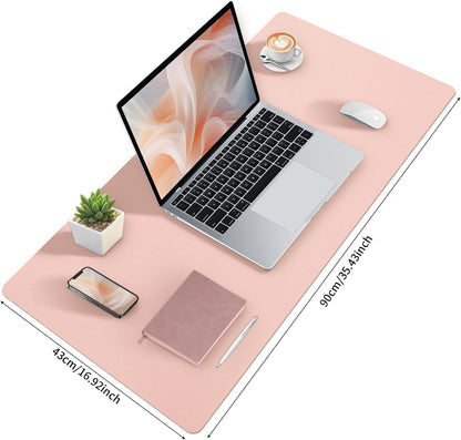 Bloss Leather Desk Pad and Keyboard Wrist Rest, Large Mouse Pad + Keyboard Pad+Mouse Wrist Support, Non-Slip Desk Mat Protector for Office, Home(31.5×15.7 Inches,Beige) - Colors A