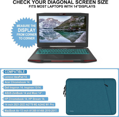 Laptop Sleeve Case 13.3 inch, Shockproof Protective Computer Cover with Accessories Pocket, Portable Laptop Bag Compatible with MacBook Air/Pro 13-13.3 inch, Compatible for MacBook Pro 14 inch, Black | Shockproof