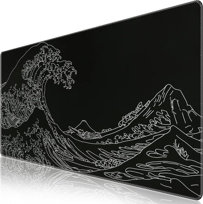 iCasso Desk Cover Mat, Office Mouse Pad, Desk Protector Mat, Extra Large Matt for Desktop,Anti-Slip XXL Big Mousepad with Stitched Edges for Computer Keyboard Retro Black - Colors B