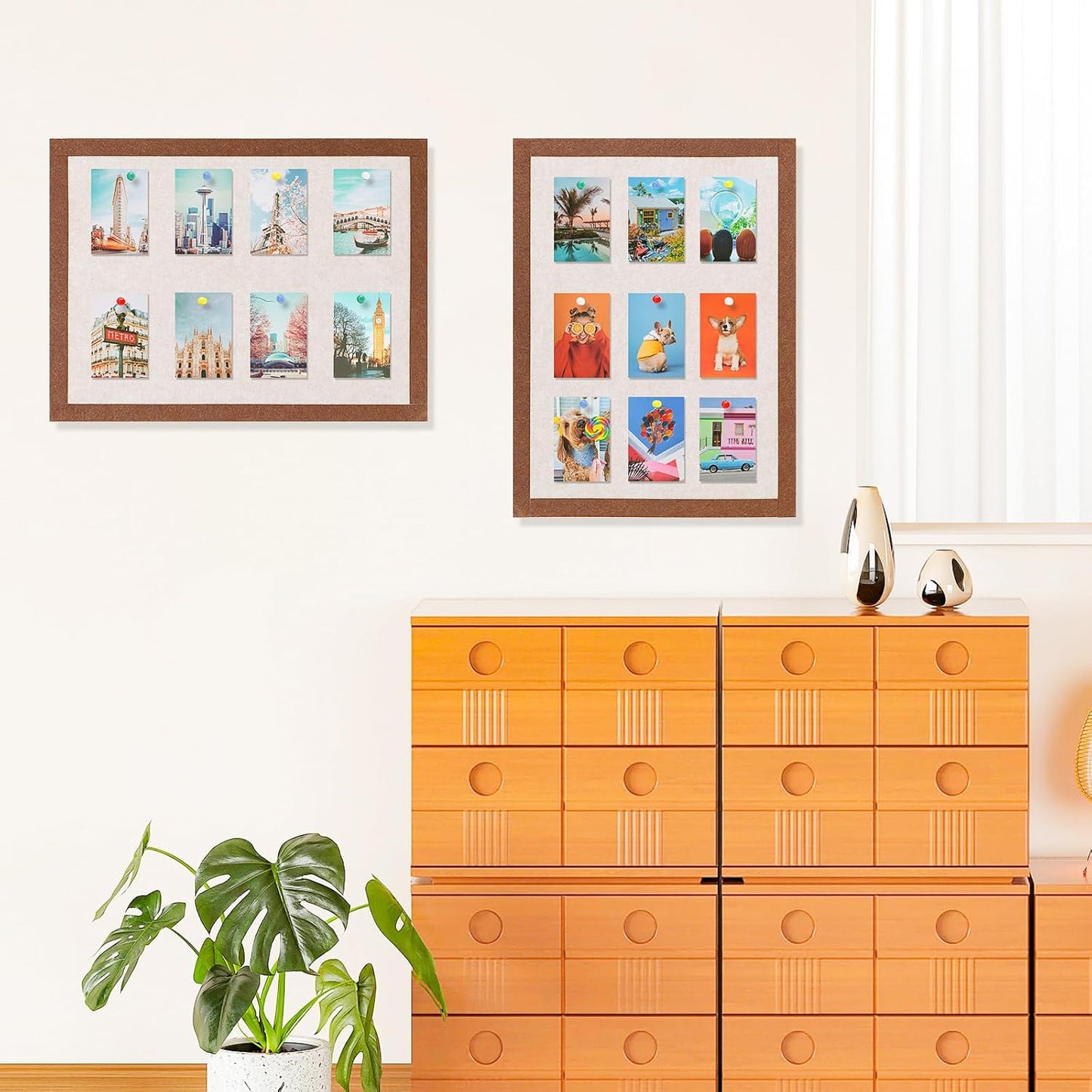 Felt Pin Board Bar Strips Bulletin Board for Bedrooms Offices Home Wall Decoration, Notice Board Self Adhesive Cork Board with 35 Push Pins for Paste Notes, Photos, Schedules