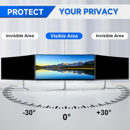 [2-Pack] Privacy Screen For Computer Monitor, 27-Inch 16:9 Aspect Ratio; Anti Spy/Bule Light/Glare And Eye Protection, 2 Install Ways Removable For Office, Airport, Cafe And Other Public Area; Diagonal 27 Inches, Width 23.53 Inches, Height 13.24 Inches