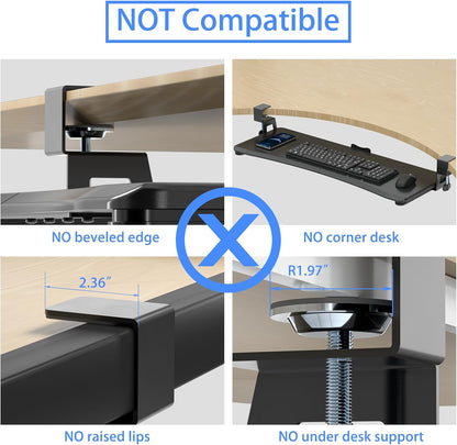 suptek Keyboard Tray Under Desk Pull Out with C Clamp Mount, Computer Keyboard & Mouse Tray, 25.6 (30 Including Clamps) x 11.8 inch Slide-Out Platform Computer Drawer for Typing, Black, DSF1