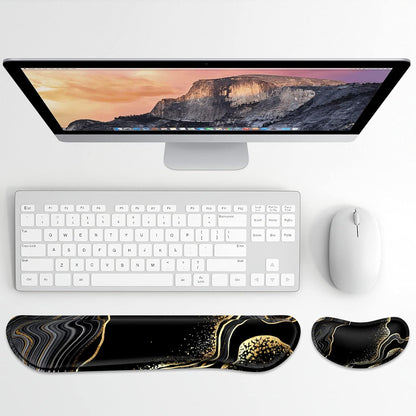 Dapesuom Enlarge Keyboard Wrist Rest, Memory Foam Wrist Cushion for Desk Mat Support, Cute Pain Relief Keyboard Mouse Pad Rests Set with Non-Slip Base for Gaming Laptop Office Computer, Elegant Flower
