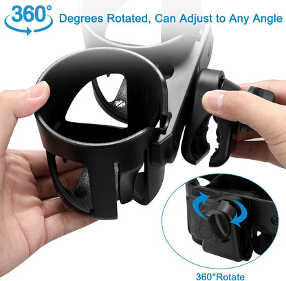 Accmor Stroller Cup Holder, Universal Cup Holder for Stroller Walker Bike, 360° Rotatable Large Caliber Designed Bottle Holder for Stroller, Bike, Wheelchair, Scooter